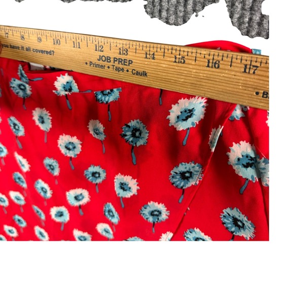 J.Crew Red Floral Wrap Midi Skirt Boho Cottagecore Feminine Size L - Picture 5 of 7
